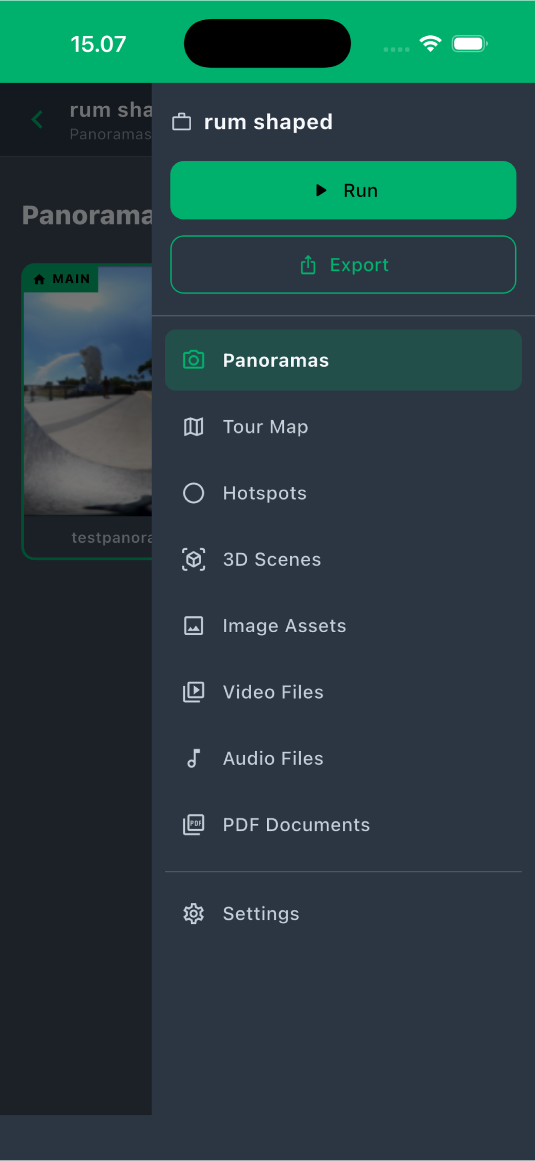 Optimized user interface for mobile in 3Sixty Studio